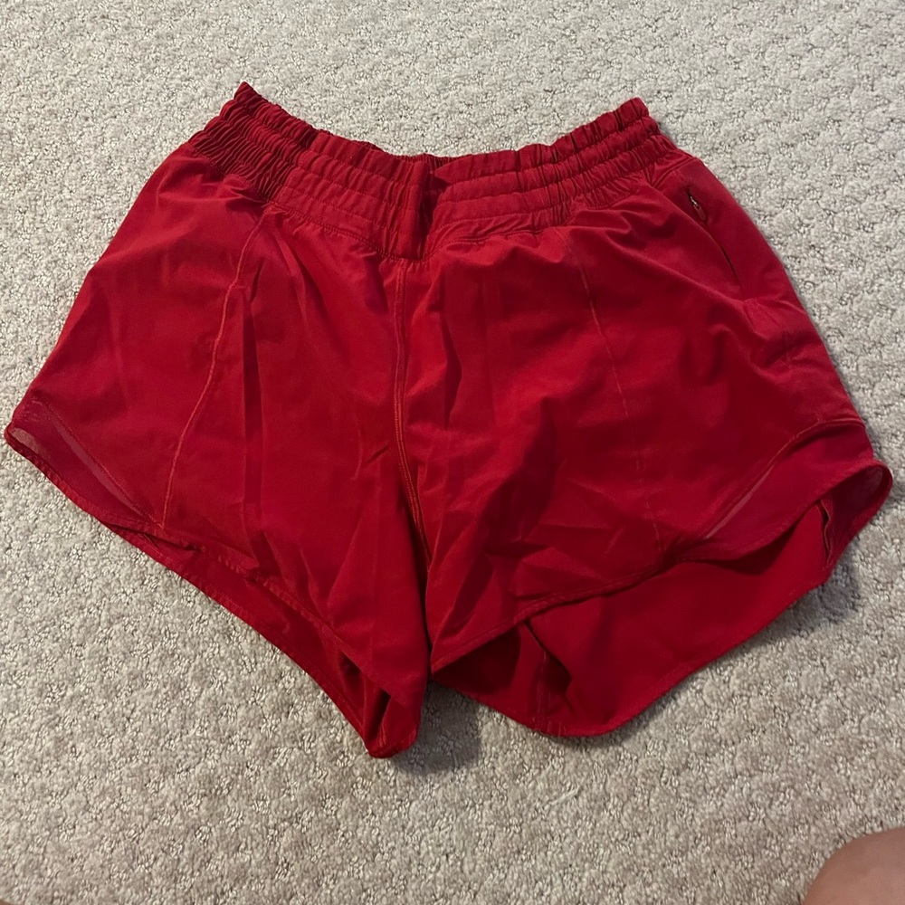 lululemon red hotty hot shorts